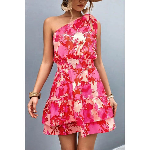 'Kiera' Printed Single Shoulder Dress - Celes Fashion
